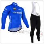 Giro D'italy Cycling Jersey Bib Tight 2016 Men Long Sleeve Blue and White
