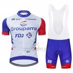Groupama FDJ Cycling Jersey Bib Short 2021 Short Sleeve Red Blue White