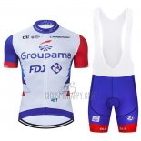 Groupama FDJ Cycling Jersey Bib Short 2021 Short Sleeve Red Blue White