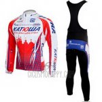 Katusha Cycling Jersey Bib Tight 2011 Long Sleeve White and Red