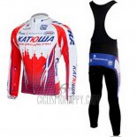 Katusha Cycling Jersey Bib Tight 2011 Long Sleeve White and Red