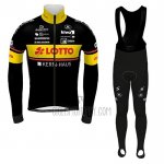 Lotto-kern Haus Cycling Jersey Bib Tight 2021 Men Long Sleeve Black Yellow