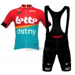Lotto Dstny Cycling Jersey Bib Short 2023 Short Sleeve Red Sky Blue