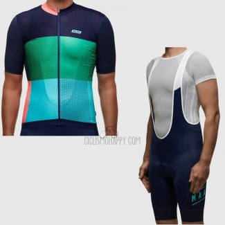 Maap Sector Pro Cycling Jersey Bib Short 2017 Men Short Sleeve Green and Blue
