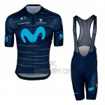 Movistar Cycling Jersey Bib Short 2022 Short Sleeve Deep Blue Sky Blue