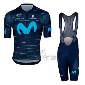 Movistar Cycling Jersey Bib Short 2022 Short Sleeve Deep Blue Sky Blue