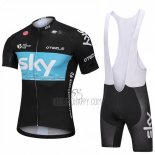 Sky Cycling Jersey Bib Short 2018 Short Sleeve Black and Blue