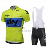 Sky Cycling Jersey Bib Short 2018 Short Sleeve Green and Blue