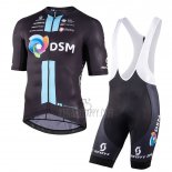 Team DSM Firmenich Cycling Jersey Bib Short 2023 Short Sleeve Black Blue