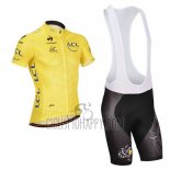 Tour de France Cycling Jersey Bib Short 2014 Men Short Sleeve Yellow