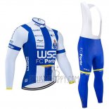 W55-fc Porto Cycling Jersey Bib Tight 2020 Men Long Sleeve White Blue