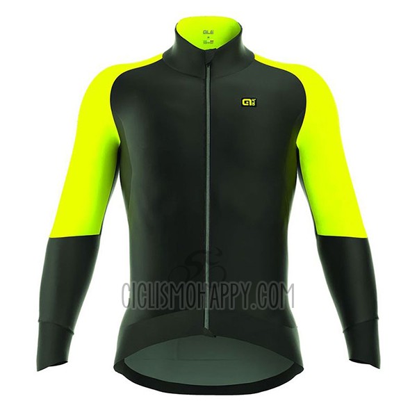 ALE Camo Cycling Jersey Bib Tight 2017 Men Long Sleeve ALE Capo Nord Black and Yellow
