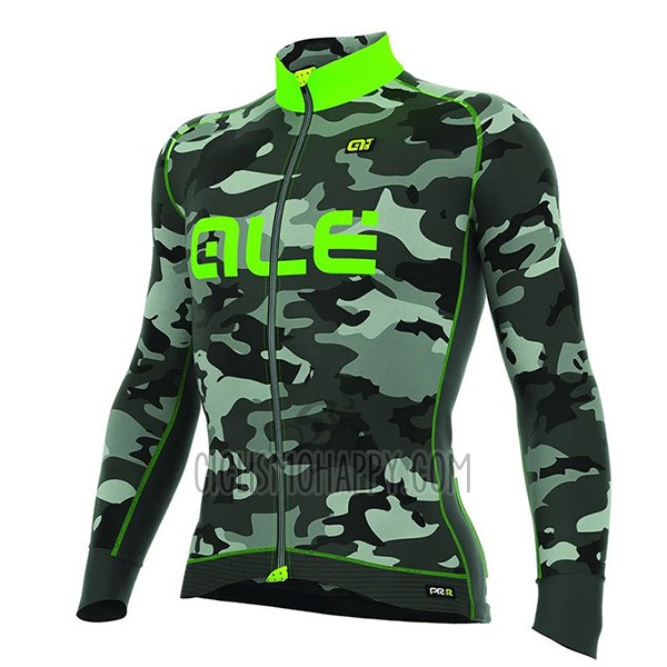 ALE Camo Cycling Jersey Bib Tight 2017 Men Long Sleeve Green and Black