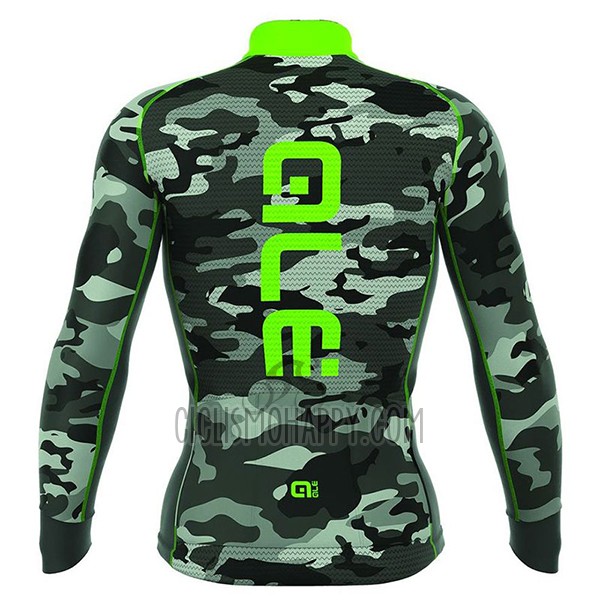 ALE Camo Cycling Jersey Bib Tight 2017 Men Long Sleeve Green and Black