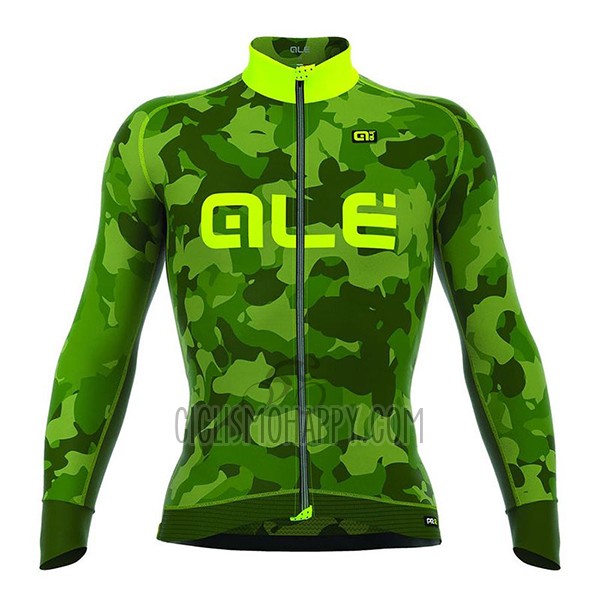 ALE Camo Cycling Jersey Bib Tight 2017 Men Long Sleeve Green and Yellow