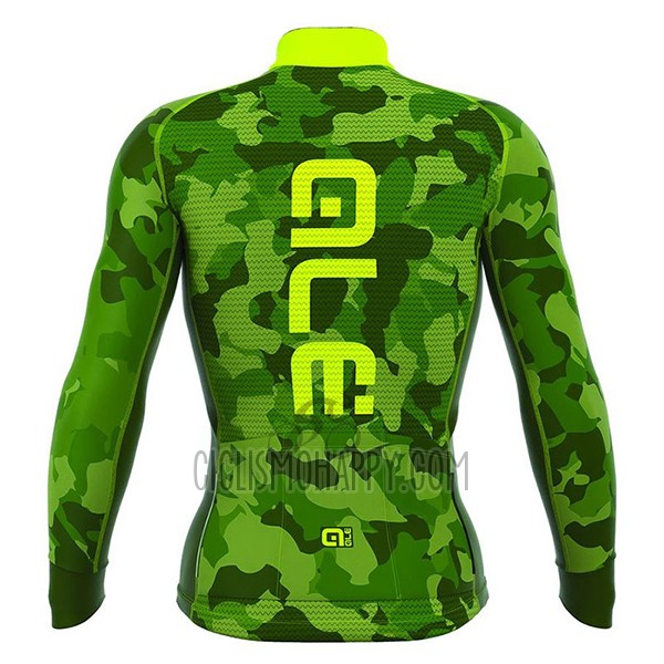ALE Camo Cycling Jersey Bib Tight 2017 Men Long Sleeve Green and Yellow