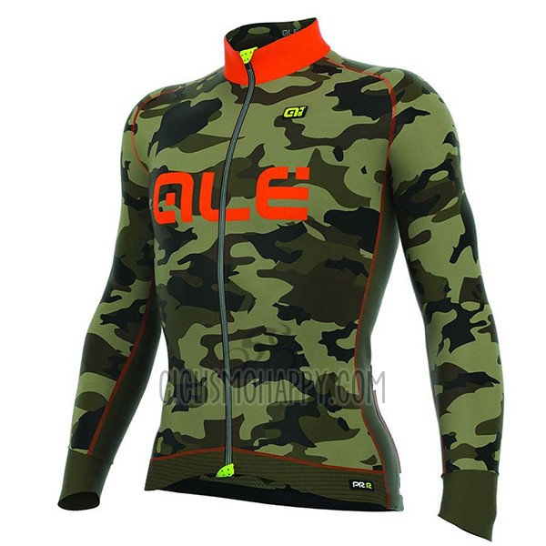 ALE Camo Cycling Jersey Bib Tight 2017 Men Long Sleeve Orange and Black