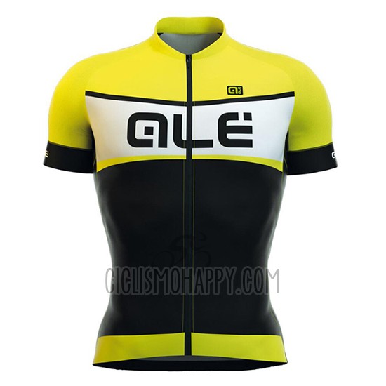 ALE Cycling Jersey Bib Short 2016 Men Short Sleeve Black and Yellow