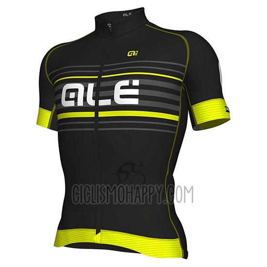 ALE Cycling Jersey Bib Short 2018 Men Short Sleeve Black and Yellow