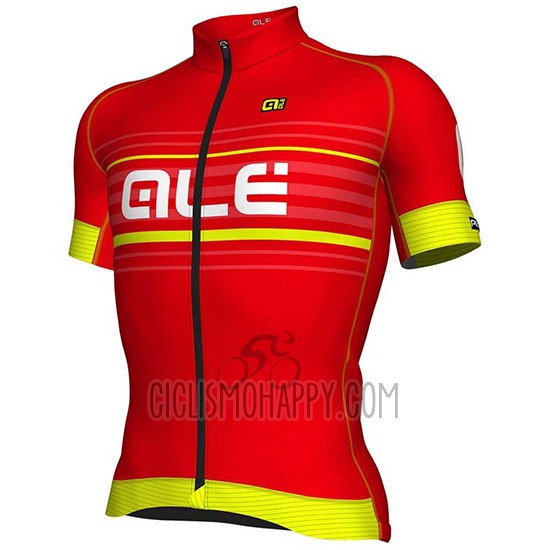 ALE Cycling Jersey Bib Short 2018 Men Short Sleeve Red and Yellow