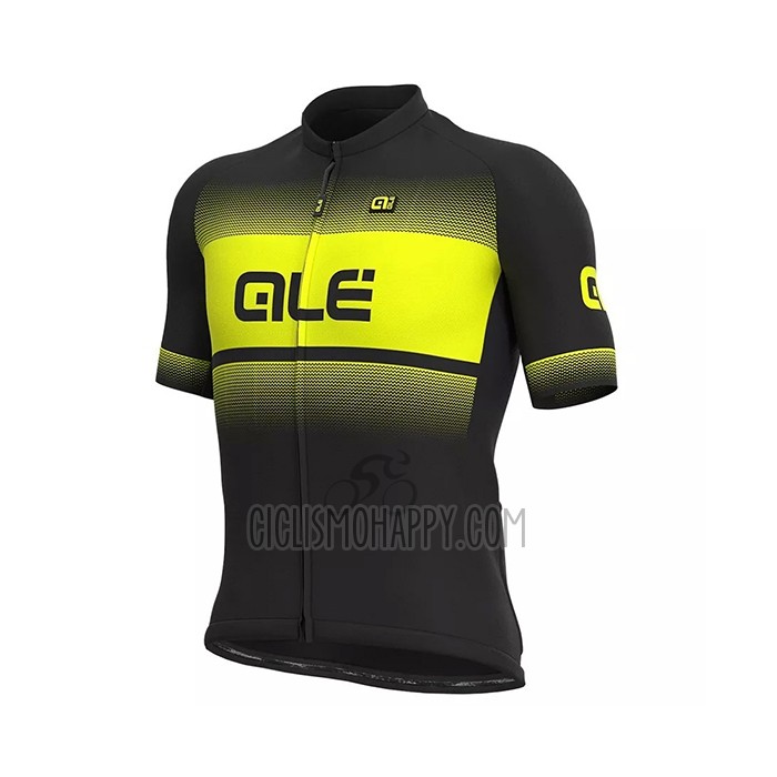 ALE Cycling Jersey Bib Short 2021 Men Short Sleeve Black Yellow