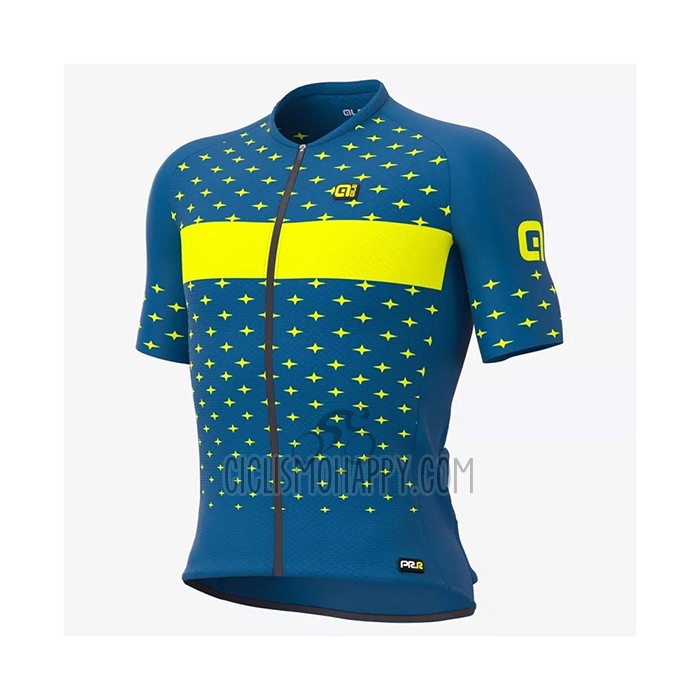ALE Cycling Jersey Bib Short 2021 Men Short Sleeve Blue Yellow