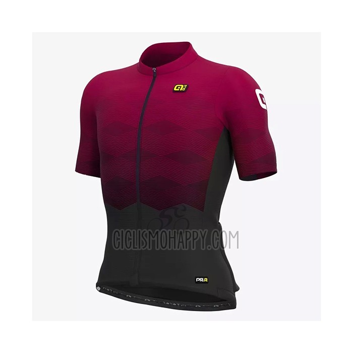 ALE Cycling Jersey Bib Short 2021 Men Short Sleeve Dark Red