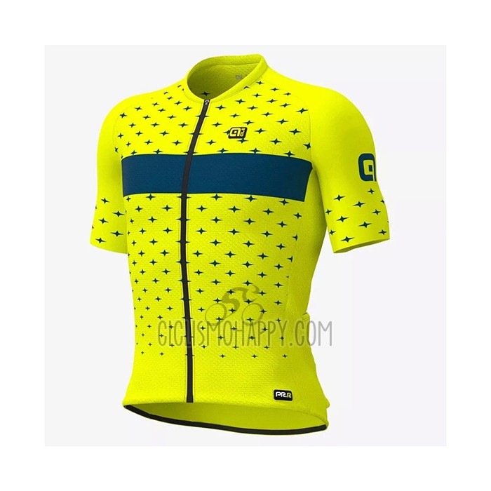 ALE Cycling Jersey Bib Short 2021 Men Short Sleeve Yellow Blue