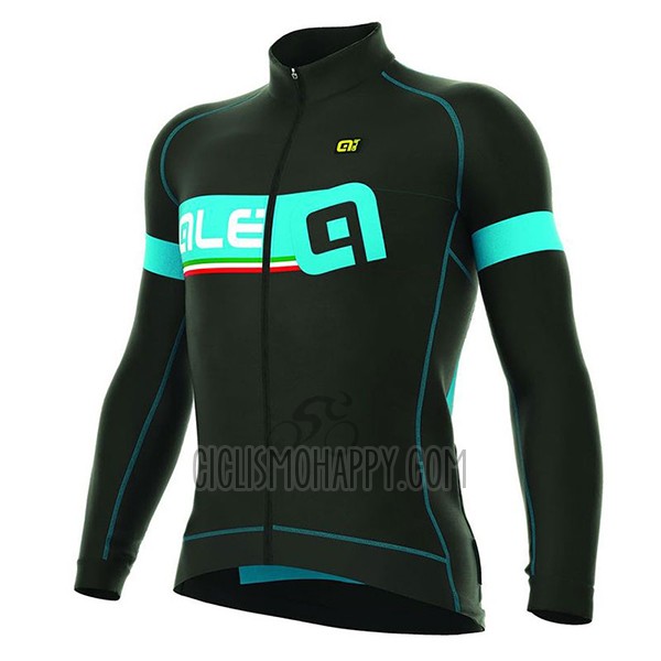 ALE Cycling Jersey Bib Tight 2017 Men Long Sleeve Adriatico Light Blue and Black