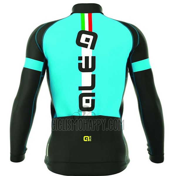 ALE Cycling Jersey Bib Tight 2017 Men Long Sleeve Adriatico Light Blue and Black