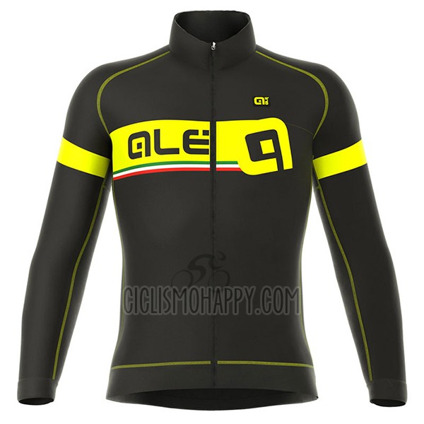 ALE Cycling Jersey Bib Tight 2017 Men Long Sleeve Black and Yellow