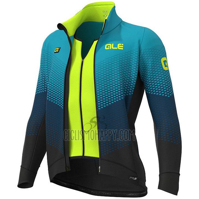 ALE Cycling Jersey Bib Tight 2020 Men Long Sleeve Light Blue Yellow
