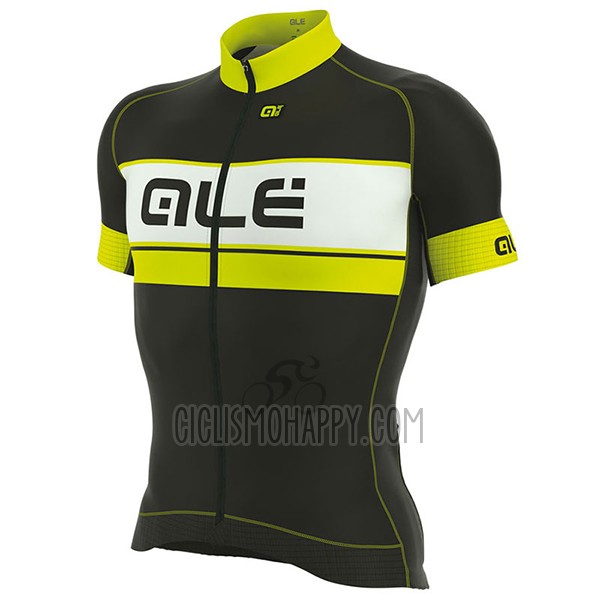 ALE Graphics Prr Bermuda Cycling Jersey Bib Short 2017 Men Short Sleeve Black and Yellow
