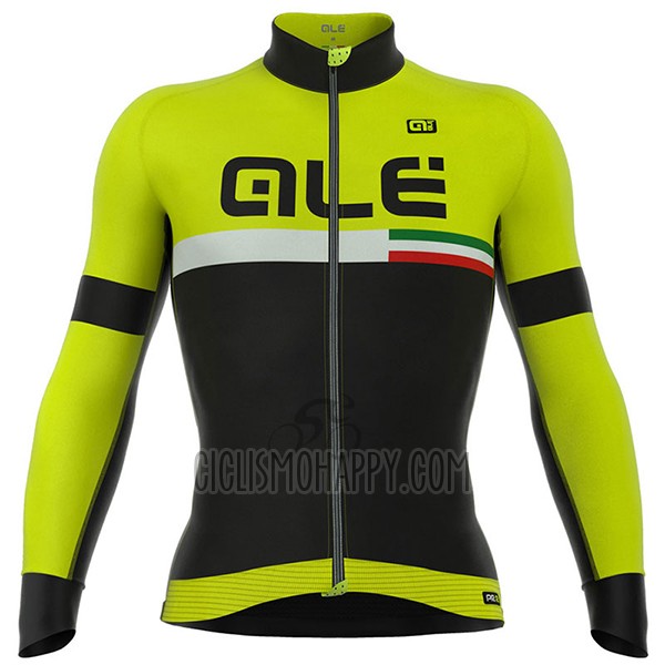 ALE Graphics Prr Tirreno Cycling Jersey Bib Tight 2017 Men Long Sleeve Black and Yellow