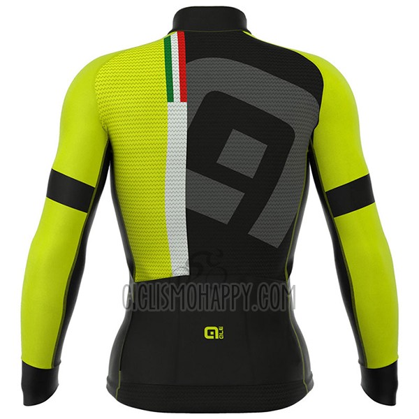 ALE Graphics Prr Tirreno Cycling Jersey Bib Tight 2017 Men Long Sleeve Black and Yellow