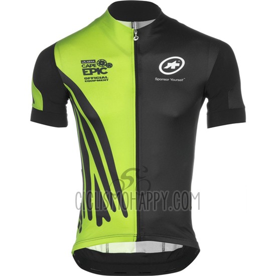 Assos Cycling Jersey Bib Short 2016 Men Short Sleeve Black and Green