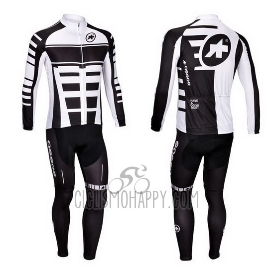 Assos Cycling Jersey Bib Tight 2013 Men Long Sleeve White and Black