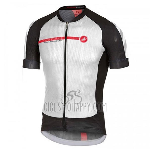Castelli Aero Race Cycling Jersey Bib Short 2017 Men Short Sleeve White and Black