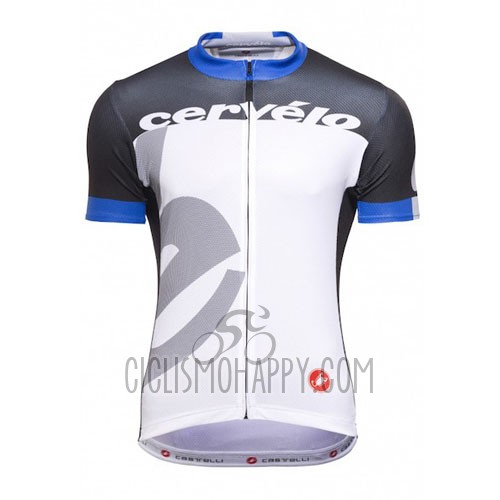 Castelli Cervelo Cycling Jersey Bib Short 2016 Men Short Sleeve White Blue