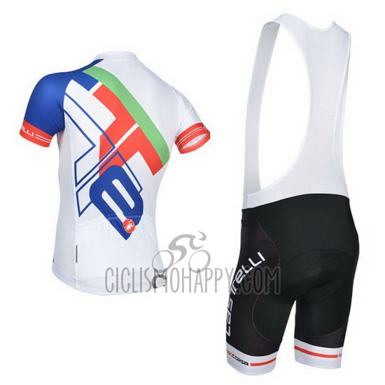 Castelli Cycling Jersey Bib Short 2014 Men Short Sleeve White and Blue