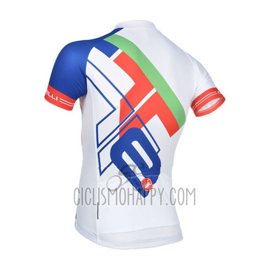 Castelli Cycling Jersey Bib Short 2014 Men Short Sleeve White and Blue