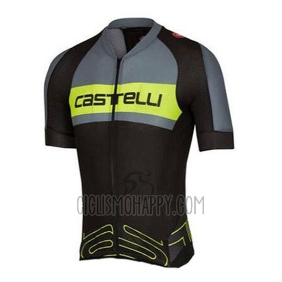 Castelli Cycling Jersey Bib Short 2016 Men Short Sleeve Green and Gray