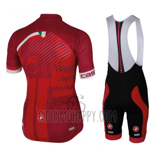 Castelli Cycling Jersey Bib Short 2016 Men Short Sleeve Red and White
