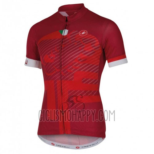 Castelli Cycling Jersey Bib Short 2016 Men Short Sleeve Red and White