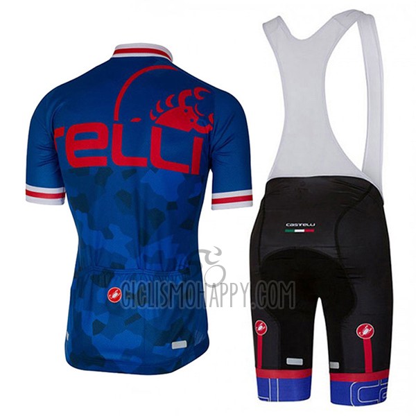 Castelli Cycling Jersey Bib Short 2017 Men Short Sleeve Blue and Red
