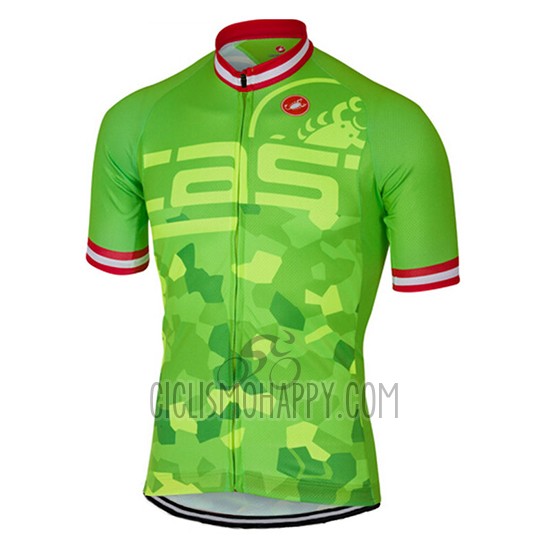 Castelli Cycling Jersey Bib Short 2017 Men Short Sleeve Bright Green