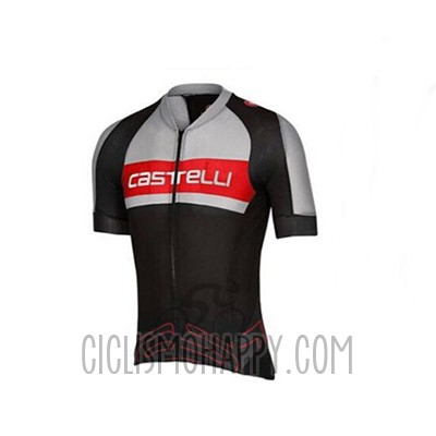Castelli Cycling Jersey Bib Short 2017 Men Short Sleeve Gray and Black