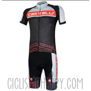 Castelli Cycling Jersey Bib Short 2017 Men Short Sleeve Gray and Black