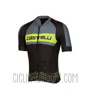 Castelli Cycling Jersey Bib Short 2017 Men Short Sleeve Green and Black