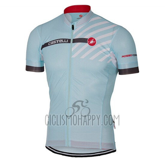 Castelli Cycling Jersey Bib Short 2017 Men Short Sleeve Light Blue